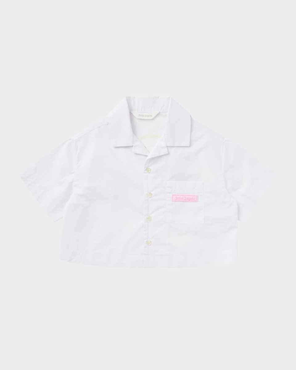 Girl's Cropped Silicone Logo-Patch Shirt, Size